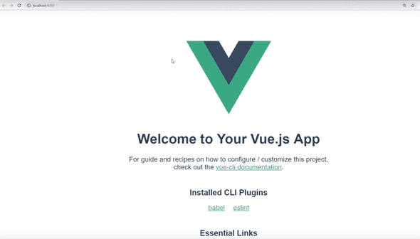 Vue.js home screen